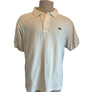 Lacoste Men Polo T-Shirt w/ Logo  3/4 Button Sz 6 EU US XXL Yellow
